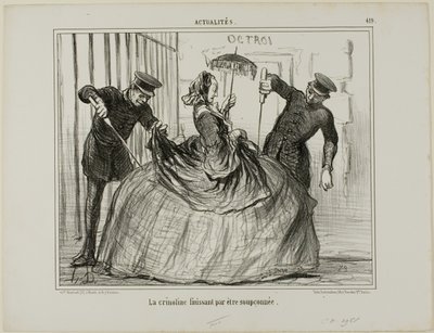 As crinolinas começam de repente a ser suspeitas, chapa 419 de Actualités de Honoré Victorin Daumier