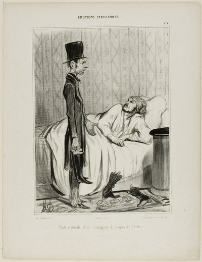 Visita matinal de um credor sobre as botas, chapa 4 de Émotions Parisiennes de Honoré Victorin Daumier