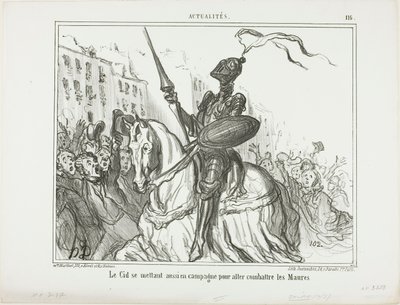 El Cid também entra em campo para lutar contra os mouros, placa 116 de Actualités de Honoré Victorin Daumier