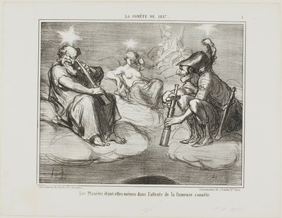 Até os planetas estão a observar com interesse a chegada do famoso cometa, placa 9 de La Cométe De 1857 de Honoré Victorin Daumier