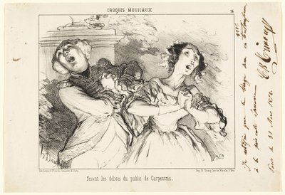Oferecer ao público as delícias de Carpentras, prato 16 de Croquis Musicaux de Honoré Victorin Daumier