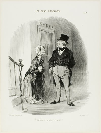 "Ele tornou-se um Laaaand-Looooord!", placa 18 de Les Bons Bourgeois de Honoré Victorin Daumier