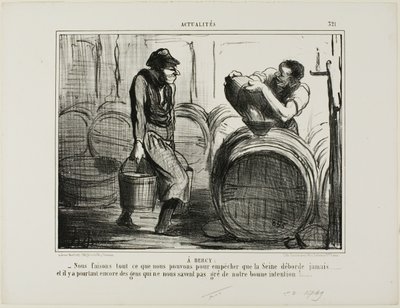 Em Bercy. "Estamos a fazer tudo para evitar que o rio Sena transborde... e ainda há pessoas que questionam as nossas boas intenções", placa 321 do Actualités de Honoré Victorin Daumier
