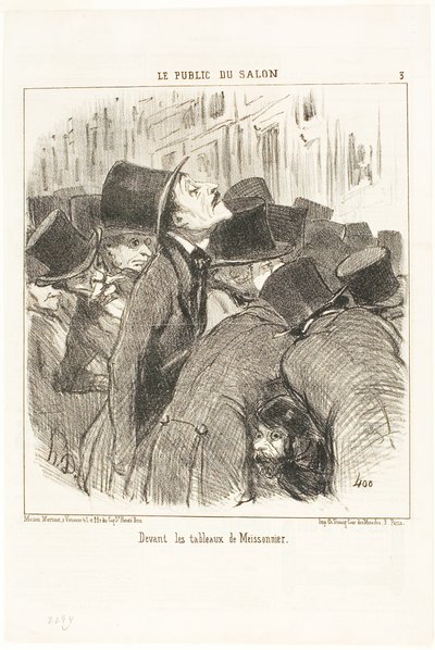 Em frente dos quadros de Meissonnier, placa 3 de Le Public Du Salon de Honoré Victorin Daumier
