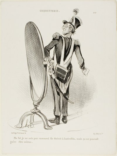 "De facto, não sei como eram em Austerlitz, mas dificilmente poderiam ser mais bonitos", placa 7 de Coquetterie de Honoré Victorin Daumier