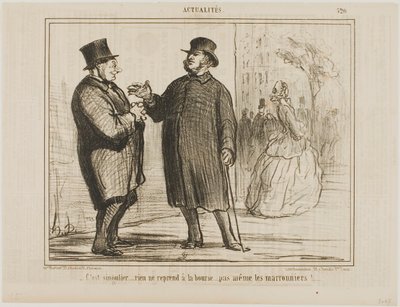 É estranho: nada está a melhorar na bolsa, nem mesmo os castanheiros!, placa 520 de Actualités de Honoré Victorin Daumier
