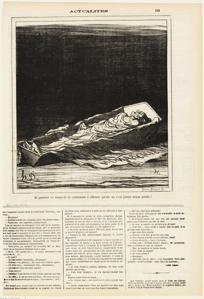 Entretanto, continuam a insistir que ela nunca esteve tão bem, chapa 183 de Actualités de Honoré Victorin Daumier