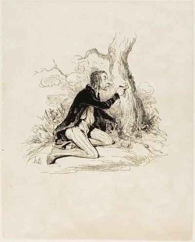 Pobre rapaz! Só mais uma carta e a sua situação moral tornar-se-ia perfeitamente clara, placa 1 de Sentimens Et Passionsa de Honoré Victorin Daumier