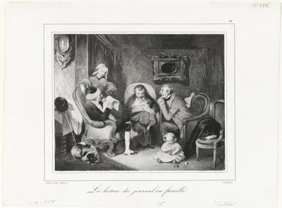 Ler o jornal no círculo familiar de Honoré Victorin Daumier