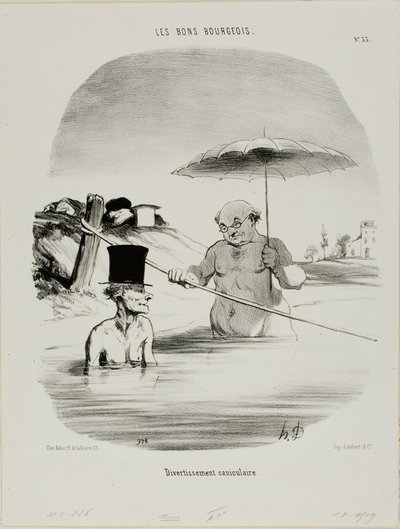 Relaxamento durante os dias de cão, prato 33 de Les Bons Bourgeois de Honoré Victorin Daumier