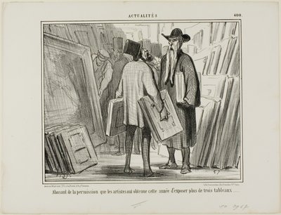Alguns artistas aproveitam a autorização deste ano para expor mais de três quadros, placa 400 do Actualités de Honoré Victorin Daumier