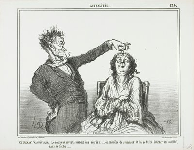 O hipnotizador de diamantes. Um novo passatempo para as festas nocturnas - ou como se divertir e fazer com que alguém semicerre os olhos, sem se meter em sarilhos, placa 134 de Actualités de Honoré Victorin Daumier