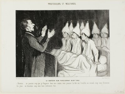 O dormitório de um colégio interno distinto, placa 14 de Professeurs et Moutards (Professores e Malandros) de Honoré Victorin Daumier