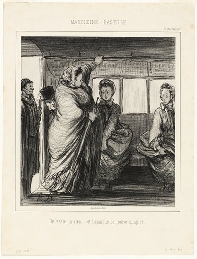 A linha de autocarro Madeleine-Bastille. Uma bagatela, um nada... e o autocarro está cheio de Honoré Victorin Daumier