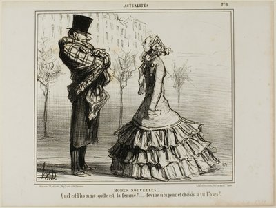 A nova moda. Qual é o homem, qual é a mulher... adivinhe se puder e escolha se tiver coragem, placa 270 de Actualités de Honoré Victorin Daumier