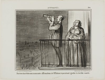 Os parisienses não confiam nas garantias do Sr. Babinet e insistem em esperar pelo cometa, placa 394 de Actualités de Honoré Victorin Daumier