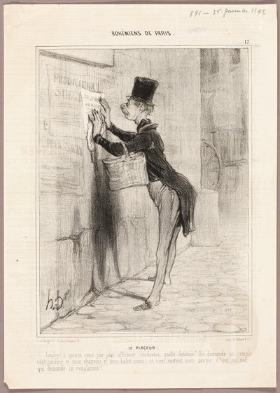 O Homem do Cartaz, chapa 17 de Bohémiens de Paris de Honoré Victorin Daumier