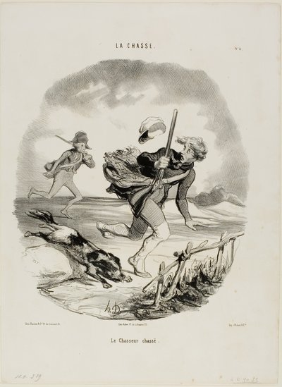 O caçador perseguido, prato 4 de La Chasse de Honoré Victorin Daumier