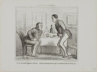 Conseguiram aclimatar a batata da Índia ao clima francês, mas continua a ser um problema aclimatar os franceses à batata da Índia!, placa 1 de La Société D
