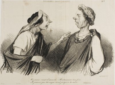 "A tua mão vem para matar Britânico, o teu irmão. Prevejo que os teus golpes atingirão em breve a tua mãe", placa 7 de Physionomies Tragico-Classiques de Honoré Victorin Daumier