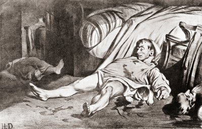 Le Massacre de la rue Transnonain, a partir da litografia de Honore Daumier, de The Print-Collector