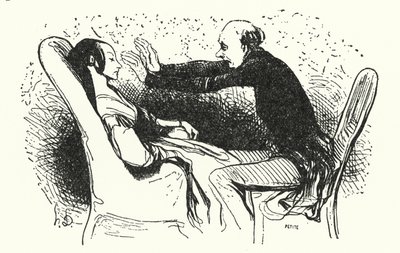 O hipnotizador (litho) de Honore (after) Daumier
