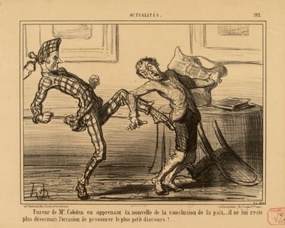 Actualidades n.º 192: Fúria do Sr. Cobden ao saber da conclusão da paz... de Honoré Daumier