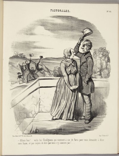 Ora essa! Aí vêm os Grafignon, seis de Paris, para nos convidarem para jantar sem cerimónia, e não há maneira de dizer que não estamos em casa! de Honoré Daumier