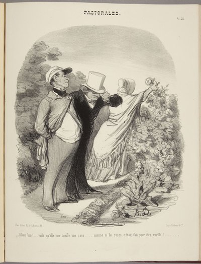 Ora essa!... lá está ela a colher-me uma rosa... como se as rosas fossem feitas para serem colhidas!... de Honoré Daumier