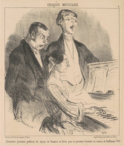 Amadores parisienses aproveitam a estadia de Rossini de Honoré Daumier