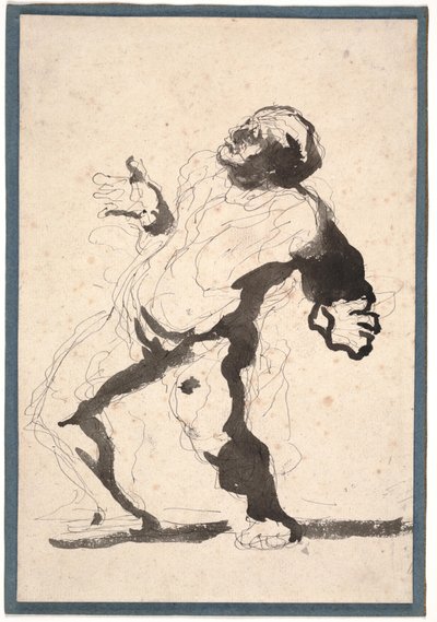Um ator (caneta e tinta e lavar no papel) de Honoré Daumier