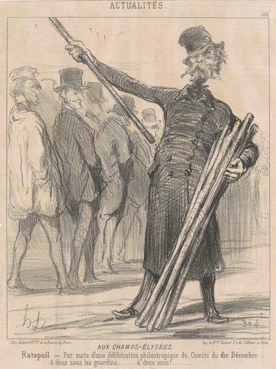 Na Champs-Elysées, Ratapoil. Como resultado de uma deliberação filantrópica [sic] do Comitê de dez de dezembro...dois centavos para o clube...dois centavos... de Honoré Daumier