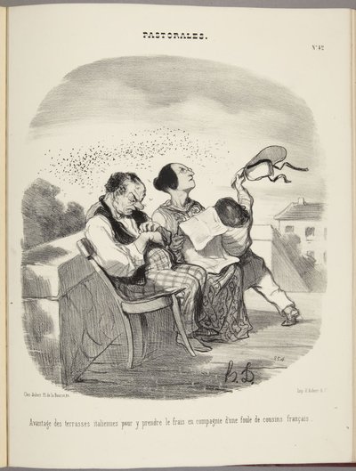 Vantagem dos terraços italianos para aí refrescar em companhia de uma multidão de primos franceses de Honoré Daumier