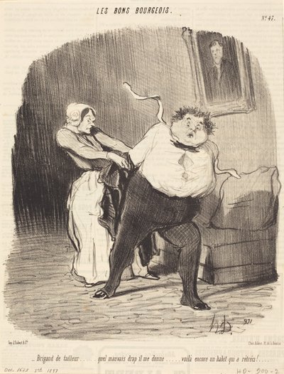 Bandido alfaiate... mais uma peça de roupa... encolhida! de Honoré Daumier