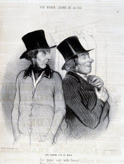Desenho animado sobre os bolseiros - por Daumier, em "Charivari" de 16/04/1844 de Honoré Daumier