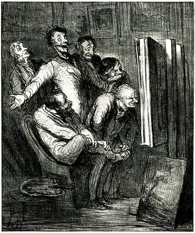 Críticos em frente a um quadro de Honore Daumier