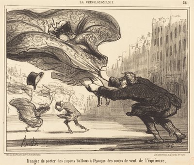 Perigo de usar saias-balão... de Honoré Daumier