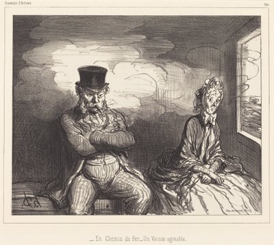 En Chemin de fer... un voisin agréable (Na Ferrovia... um vizinho agradável) de Honoré Daumier