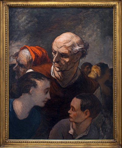 Família nas barricadas em 1848. Pintura por Honore Daumier (1808-1879), Óleo Sobre Tela de Honoré Daumier