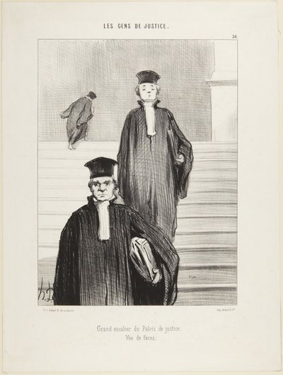 Grande escadaria do Palácio da Justiça, vista frontal, número 36 da série As pessoas da justiça de Honoré Daumier