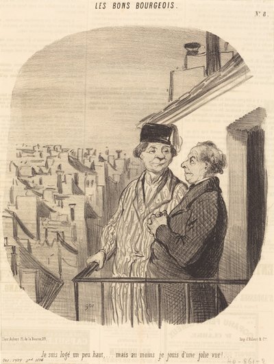 Moro um pouco alto... mas... desfruto de uma bonita vista! de Honoré Daumier