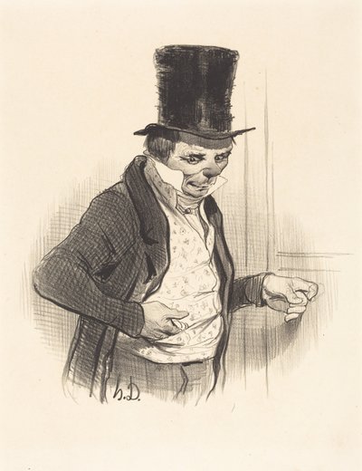O porteiro em rondas de visitas... de Honoré Daumier