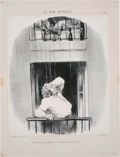 Les Bons Bourgeois: Um vizinho que se queixa de ser regado de Honoré Daumier