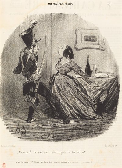 Infeliz! Queres então matar o pai dos teus filhos? de Honoré Daumier