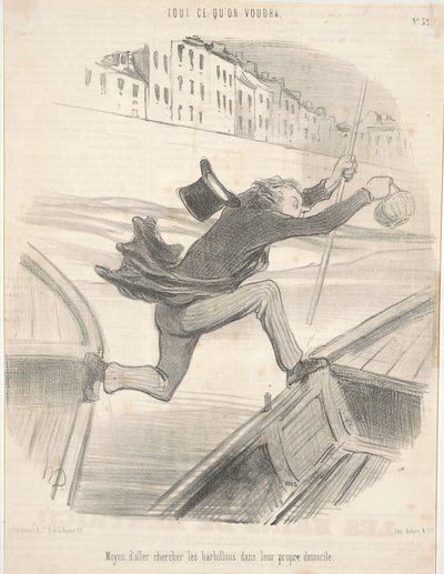Meios de buscar os barbos em sua própria casa de Honoré Daumier