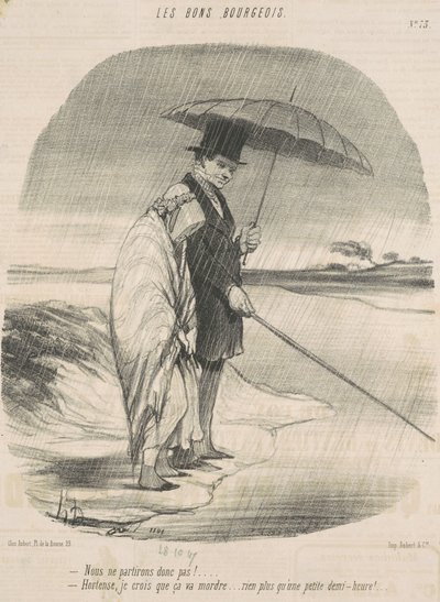 Então não partiremos! - Hortense, creio que vai morder ... Nada mais do que uma meia hora! de Honoré Daumier