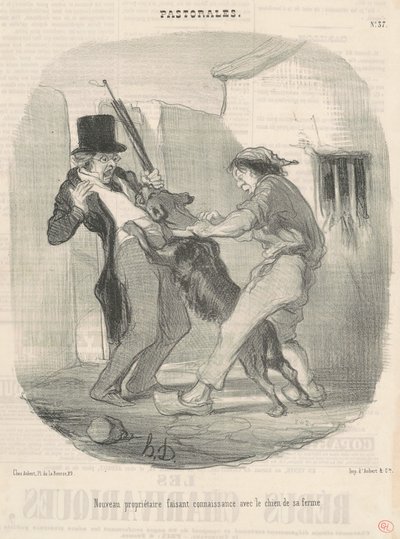 Novo dono conhecendo o cachorro... de Honoré Daumier