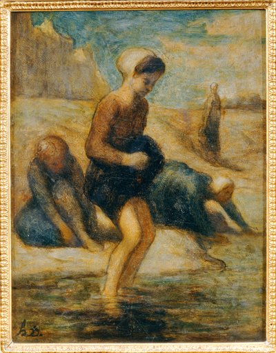À beira da água (óleo sobre madeira) de Honore Daumier
