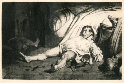 Cento e vinte litografias de H. Daumier, Satirique em N & B, cerca de 1834: Massacre de la rue Transnonain (Paris) - Republicain, Cadáveres mortos, Repressão - Ilustração de Honore Daumier (1808-1879) de Honoré Daumier