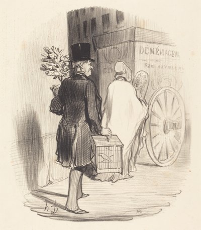 Parisiense transportando para outro bairro... de Honoré Daumier